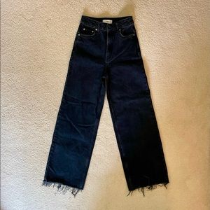 MANGO Wide Leg High Waist Jeans in Black - Size 4